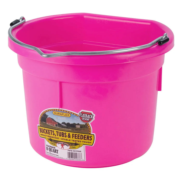 DuraFlex Plastic Flatback Bucket - 8 qt, Pink