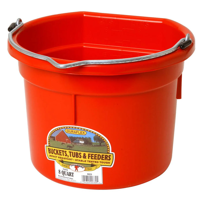 DuraFlex Plastic Flatback Bucket - 8 qt, Red