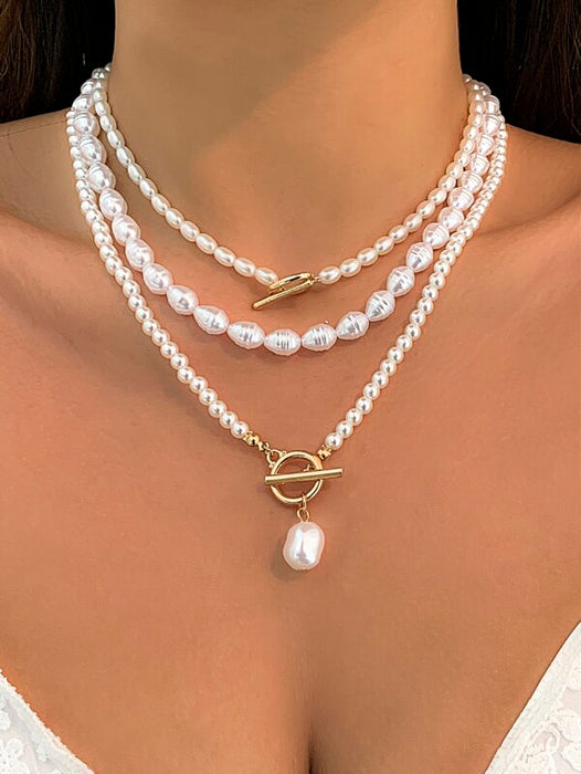 Faux Pearl Decor Necklace