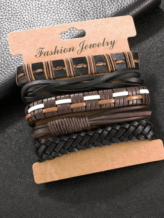 5pcs/set Men Braided Design Bracelet