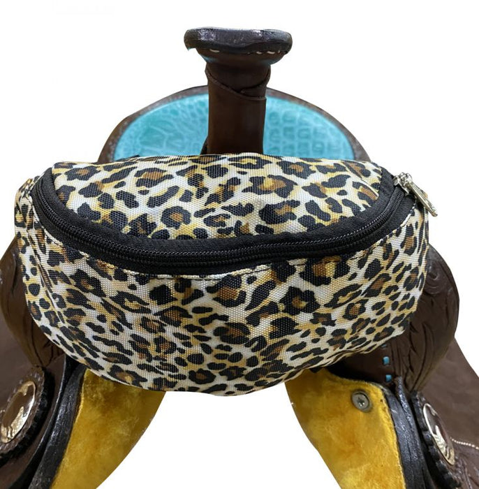 Showman Cheetah Print Insulated Nylon Saddle Pouch