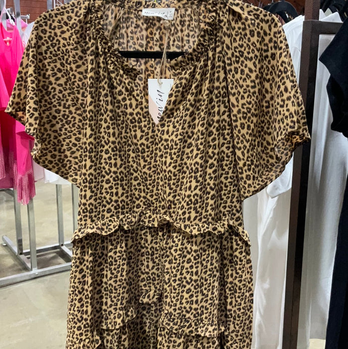 IVORY LEOPARD  DRESS 15799 BROWN