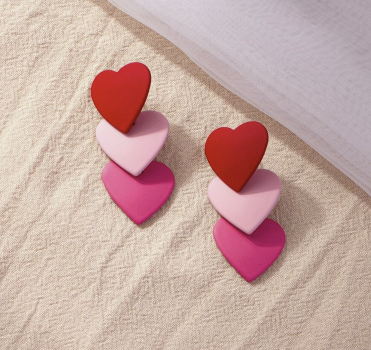 Color Block Heart Drop Earrings