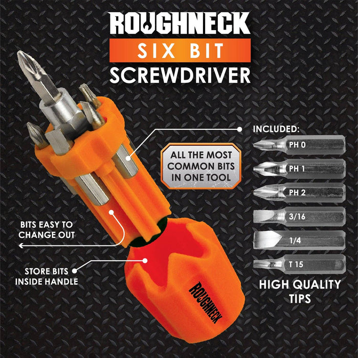 Screwdriver Short Handle with 6 Bits - 6 Piece Display