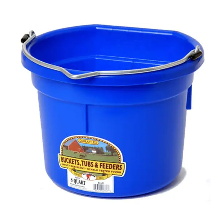 DuraFlex Plastic Flatback Bucket - 8 qt, Blue