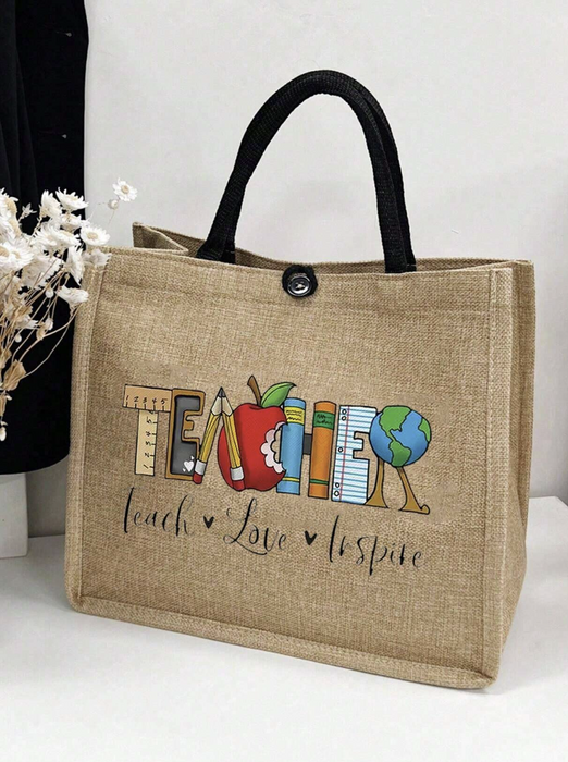 Versatile Portable Tote Bag For Teacher  "Teacher . Teach . Love. Inspire"