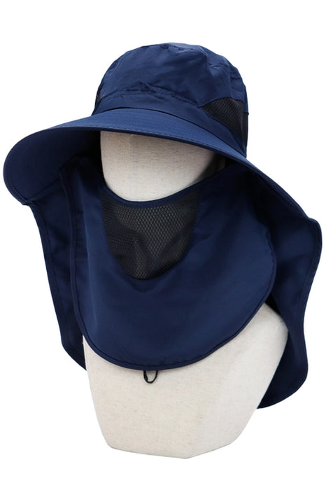 Dark Neutral Wide Brim Poly Fabric Mesh Sun Visor/NAVY BLUE