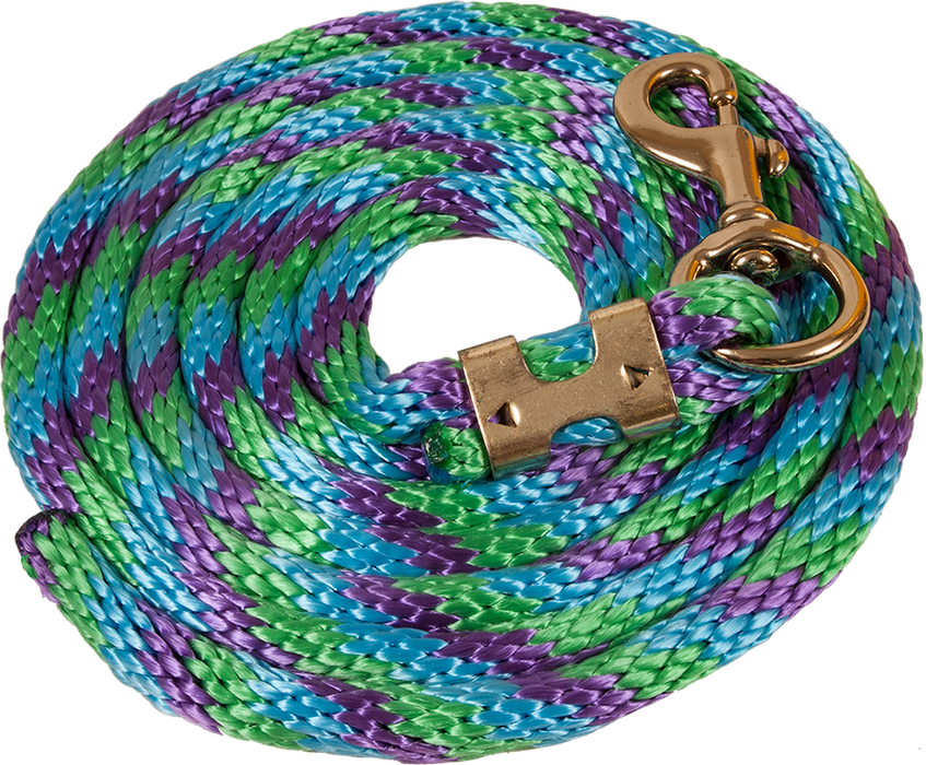 Poly Lead Rope 5/8"x 8 Bolt Snap - KellyGreen/Purple/Turq