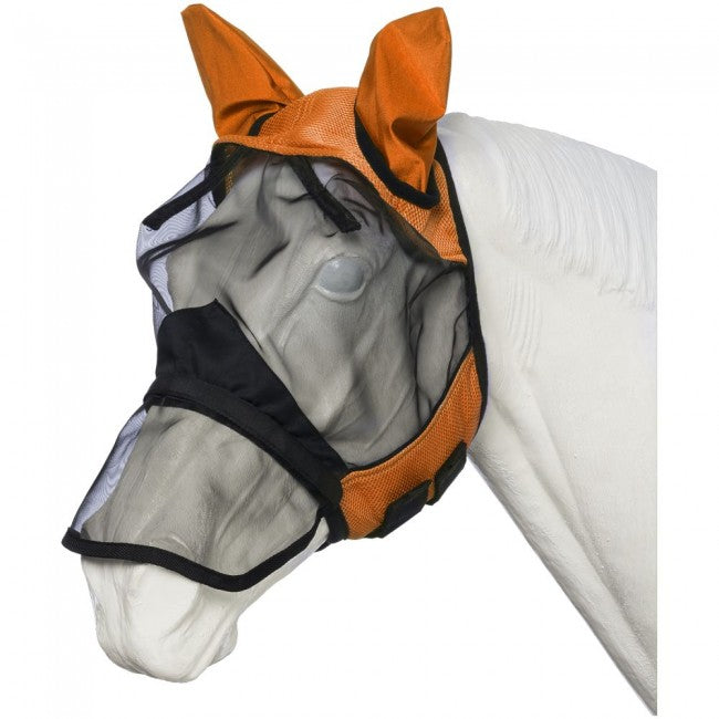 TOUGH1 COMFORT MESH FLY MASK WITH MESH NOSE-ORANGE