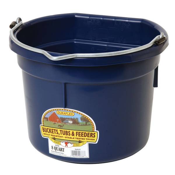 DuraFlex Plastic Flatback Bucket - 8 qt, Navy