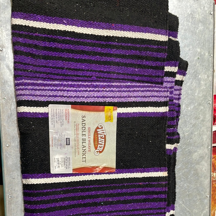 Single Weave Saddle Blanket Black/Purple/White