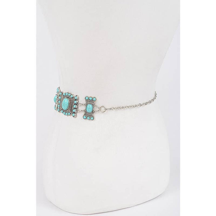 Turquoise Multi Metal Plus Size Chain Belt