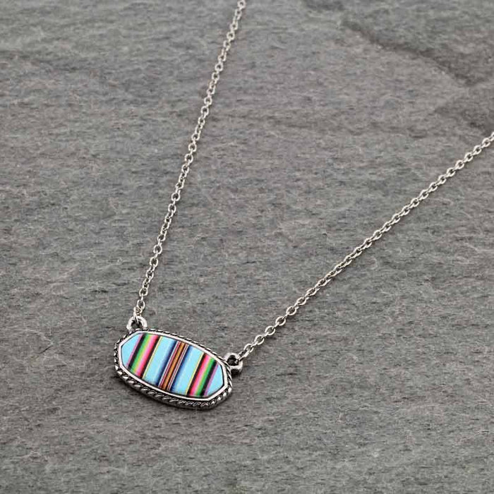 Serape Pattern Oval Necklace