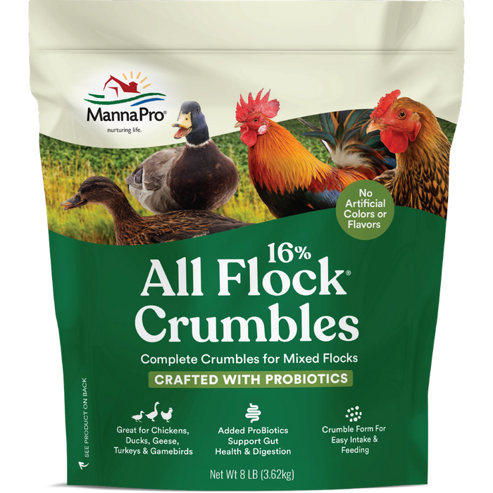 ALL FLOCK CRUMBLES W/PROBIOTIC 16% 8 LB