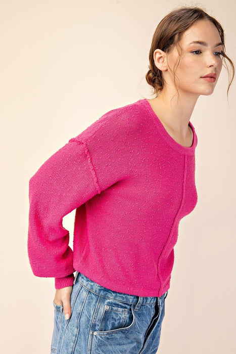 TEXTURE LONG SLEEVE KNIT TOP