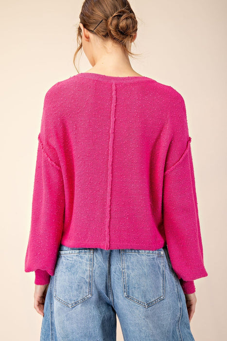 TEXTURE LONG SLEEVE KNIT TOP