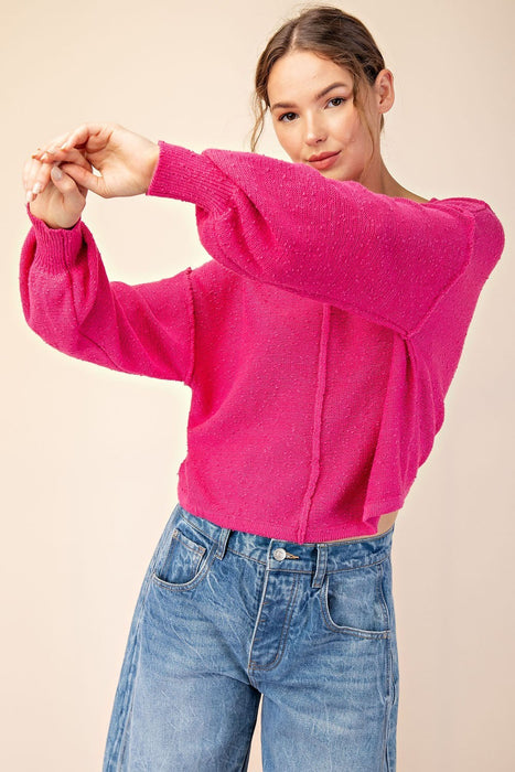 TEXTURE LONG SLEEVE KNIT TOP