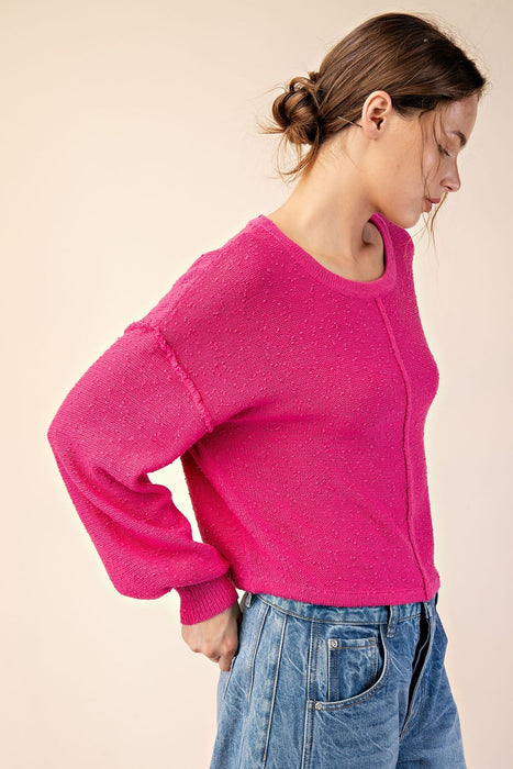 TEXTURE LONG SLEEVE KNIT TOP