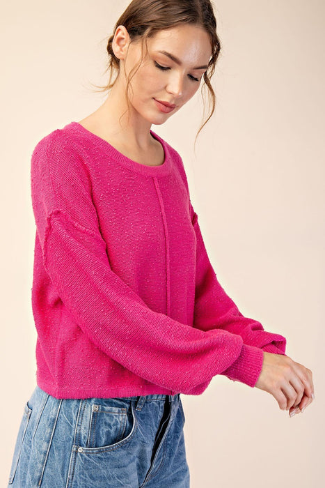 TEXTURE LONG SLEEVE KNIT TOP