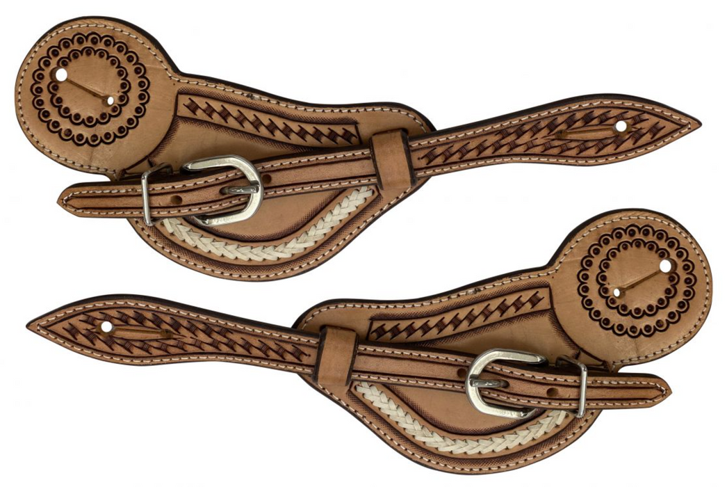 Showman Mens Spur Strap W/Rawhide Accents Light Oil