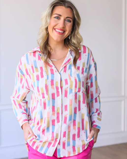 WATERCOLOR STRIPE BUTTON DOWN