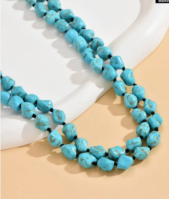 Turquoise Beaded Layered Necklace