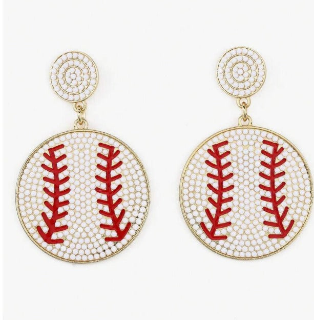 1pair European And American Style Bohemian Beaded Baseball Ear Studs