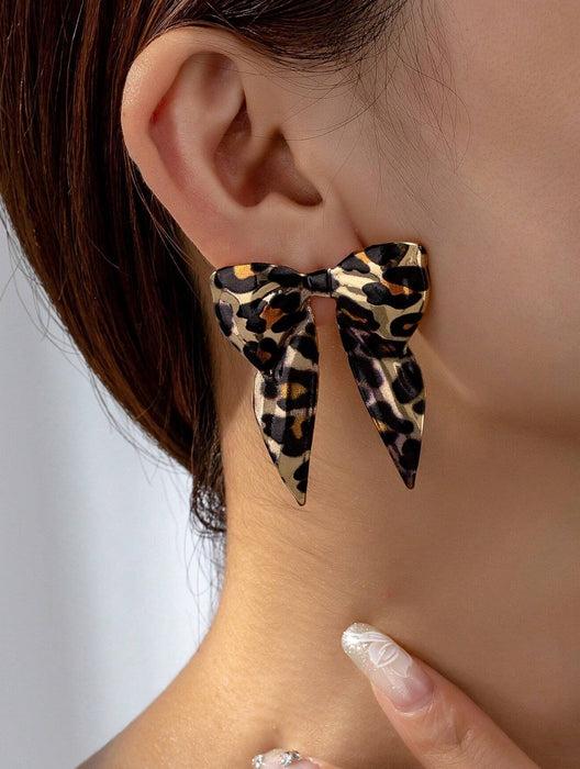 Animal Leopard Print Bow Earring