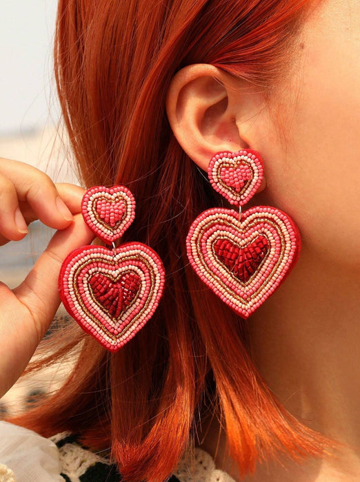 Bohemian Style Handmade Heart Shape Earrings