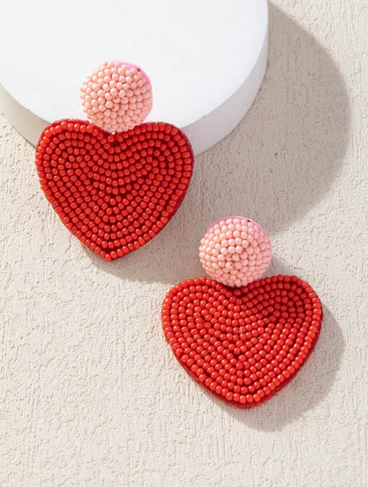 Bohemian Style Handmade Heart Shape Earrings