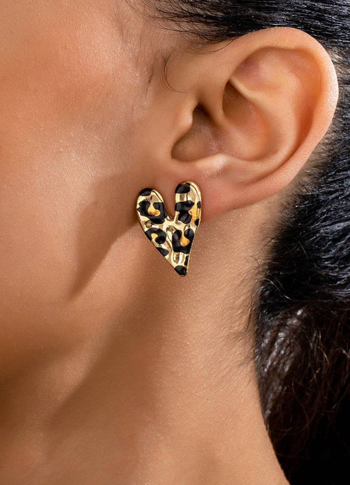 Print Heart Wrinkled Design Earrings