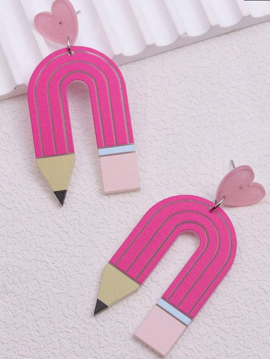 Teacher Pencil Shaped Earrings For Women