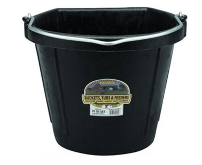 FLAT BACK RUBBER BUCKET - BLACK - 20 QUART - EACH