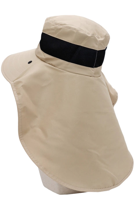 Dark Neutral Wide Brim Poly Fabric Mesh Sun Visor/BEIGE