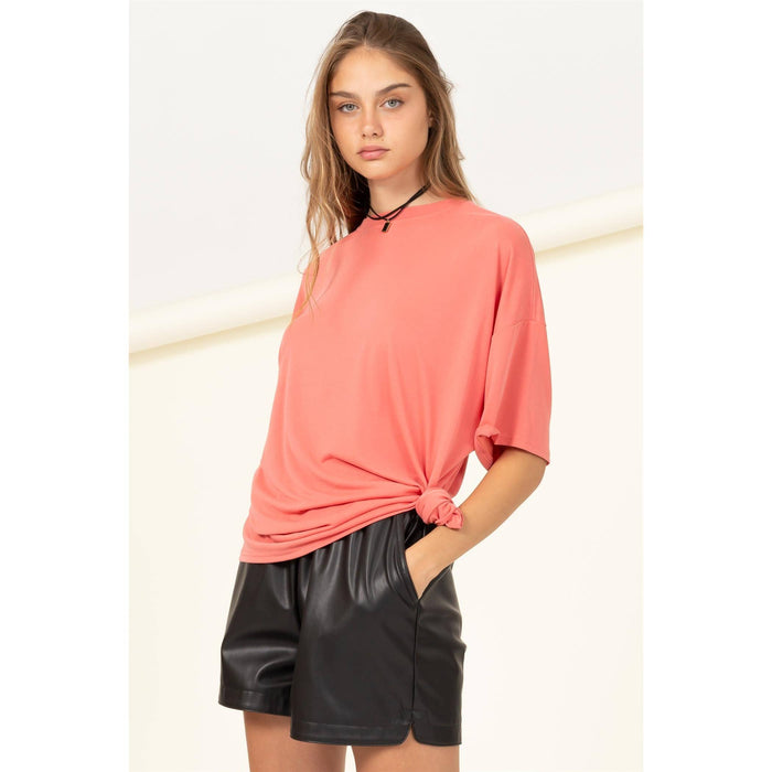 OVERSIZED SHORT SLEEVE BASIC TOP