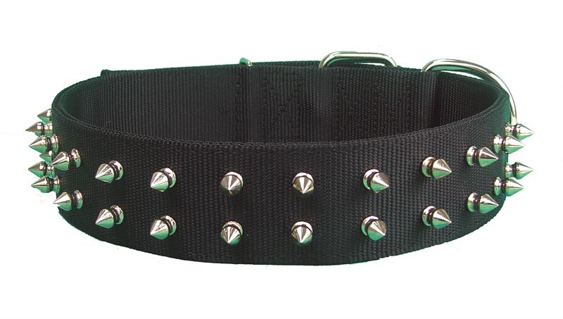 SPIKE COLLAR DOG 1 3/4" NYLON 16" - BLACK