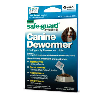 SAFE-GUARD® (FENBENDAZOLE) CANINE DEWORMER 2 G 3/PKG