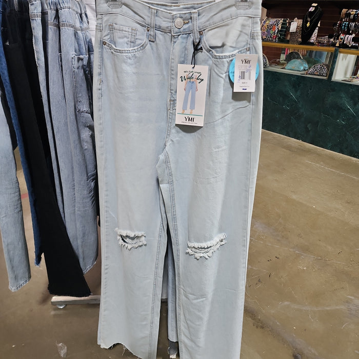 WIDE LEG TORN JEANS - YMI