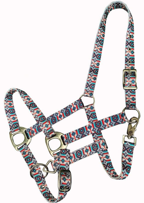 16816 -Nylon Horse Sized Halter with Southwestern Print.