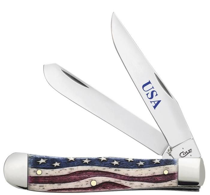 CASE XX - Star Spangled Embellished Smooth Natural Bone Trapper 64132