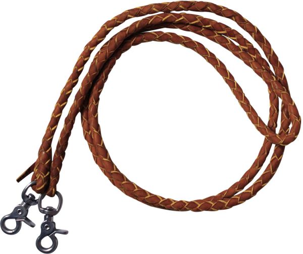 5835 - Leather Braided Roping Reins/LIGHT OIL