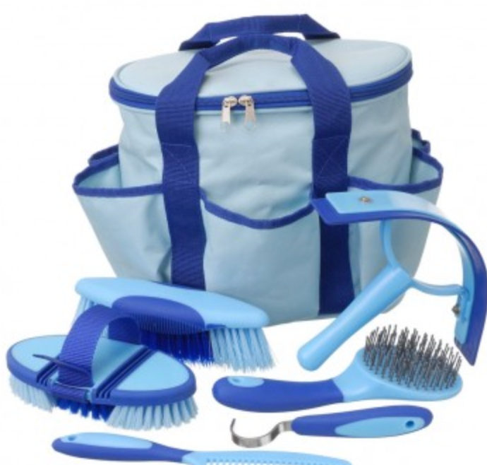 LIGHT BLUE - Great Grips™ 6-Piece Brush Set with Bag