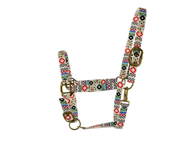 6653 -  White Aztec design Nylon Horse Sized Halter