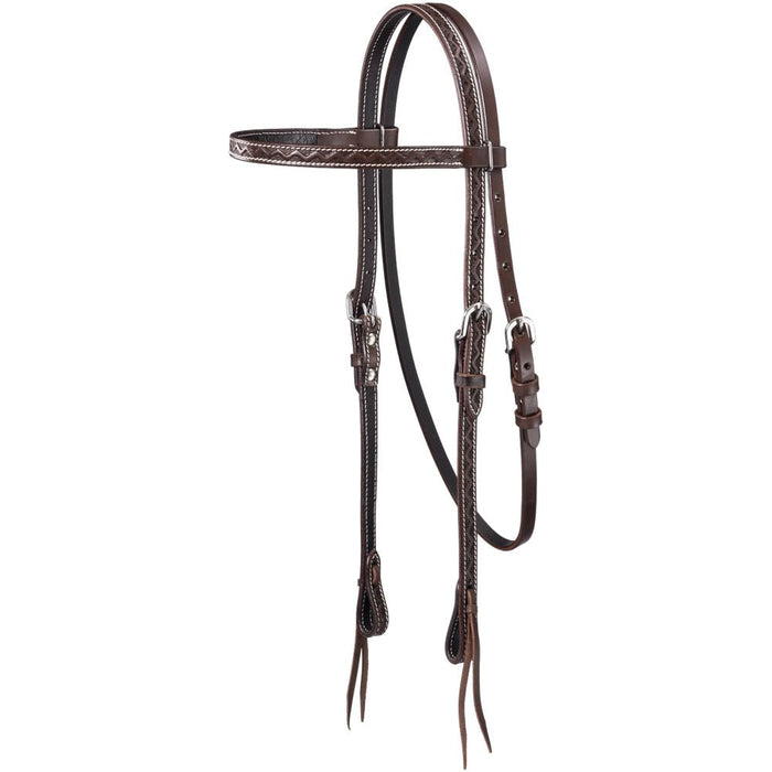 Zig Zag Tooled Premium Cowhide Browband Headstall