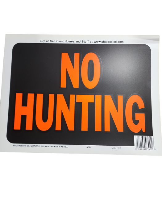 SIGN, NO HUNTING