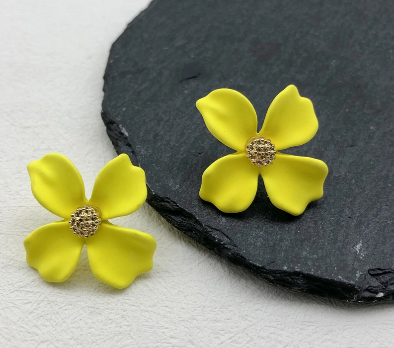 Yellow Flower Stud Earrings