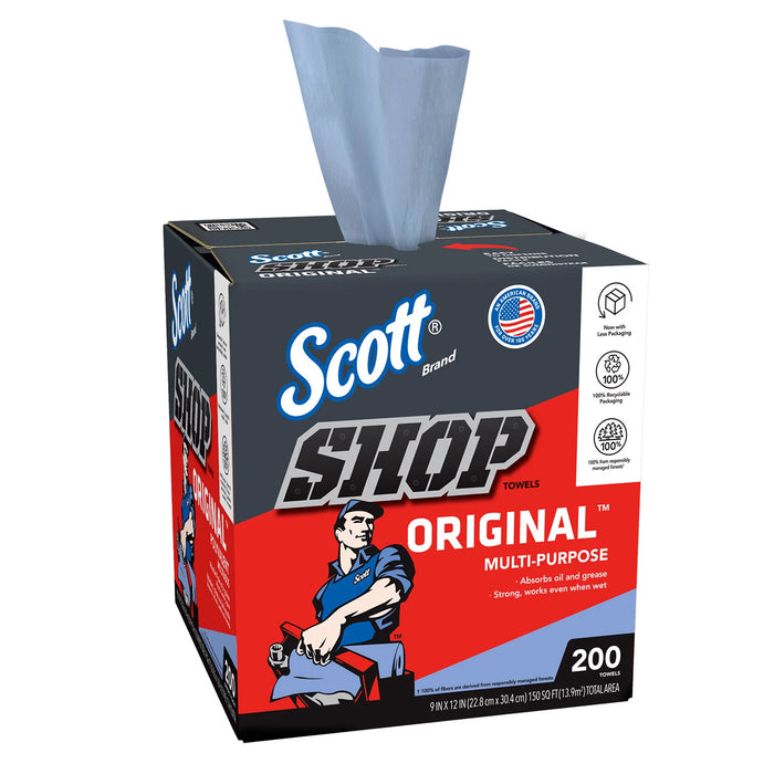 Scott Shop Towels Original, Pop-Up Dispenser Box (200 Sheets/Box)