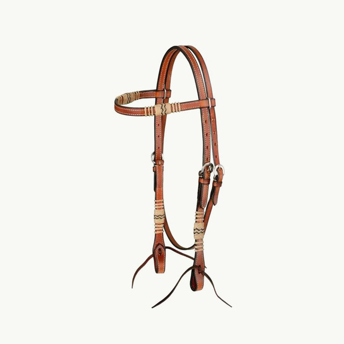 Browband Headstall W/Braided Rawhide